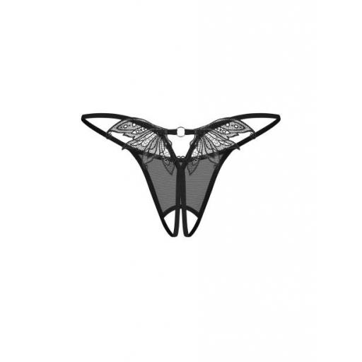 Tanga abierta negra de encaje [7]