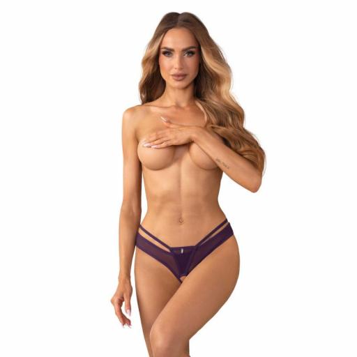 Tanga abierto malla morada transparente [0]