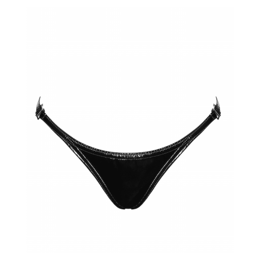 Tanga minimalista de PVC Negro Brillante [2]