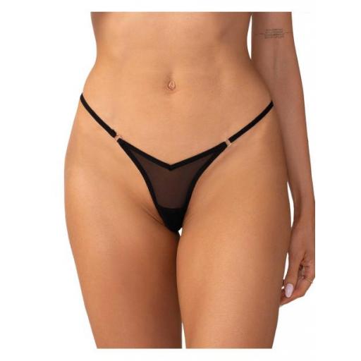 Tanga negro malla con detalle dorado [0]