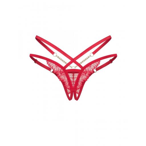 Tanga Rojo Abierto con Cadenas Doradas [3]