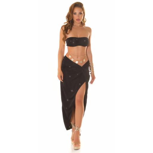 Top bandeau corto negro brillante [4]