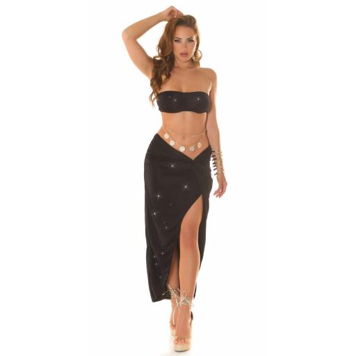 Top bandeau corto negro brillante [1]