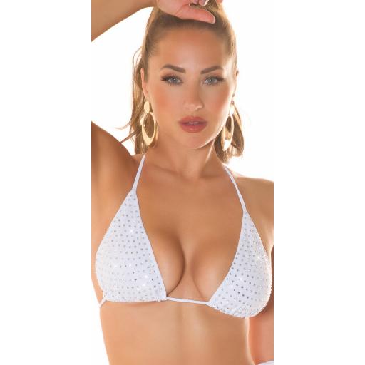 Top bikini blanco con brillante [7]