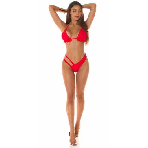 Top de bikini con volantes rojo [3]