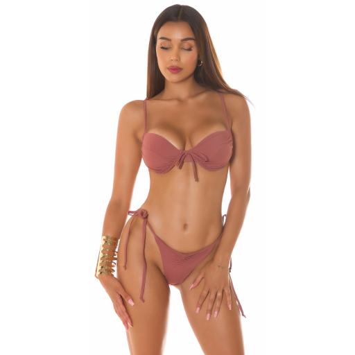 Top de bikini marrón con aros [2]