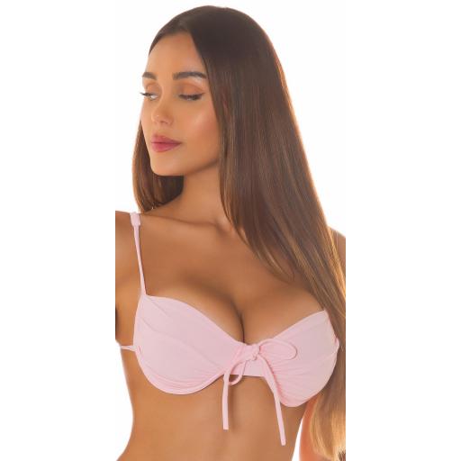 Top de bikini rosa atado en la espalda [3]