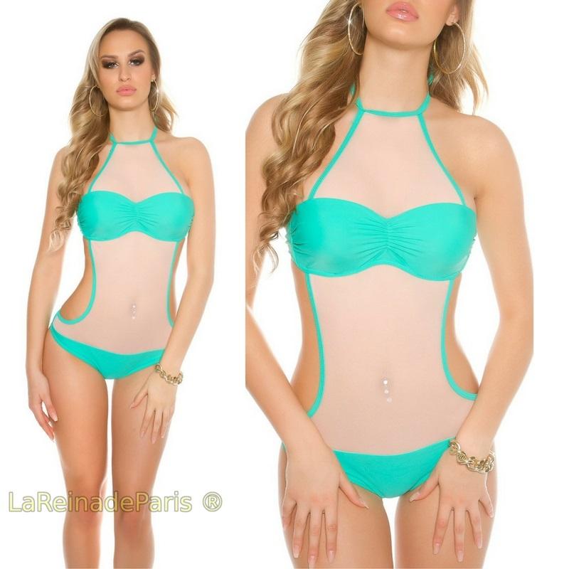 Comprar Trikini de mujer con malla color menta Trikinis 2024 tendencias