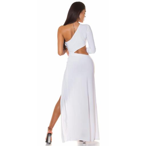 Vestido blanco elegante largo asimétrico [2]