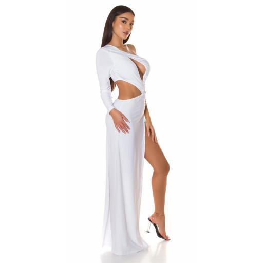 Vestido blanco elegante largo asimétrico [1]