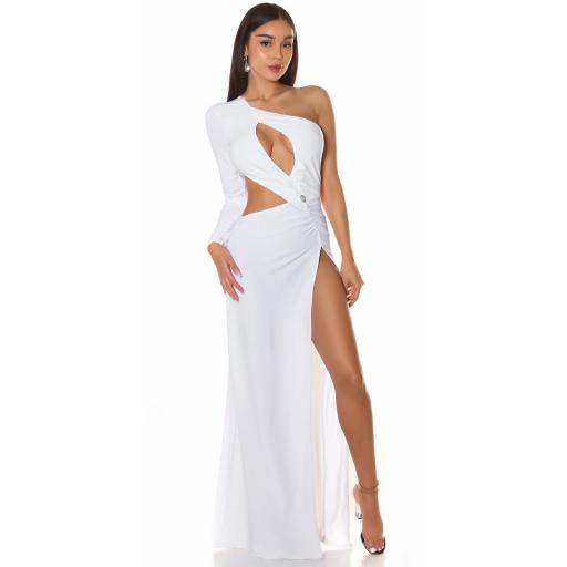 Vestido blanco elegante largo asimétrico [3]