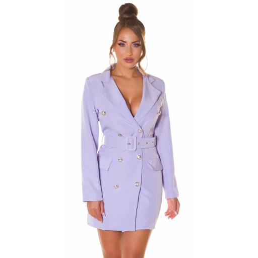 Vestido blazer corto lila con cinturón [2]