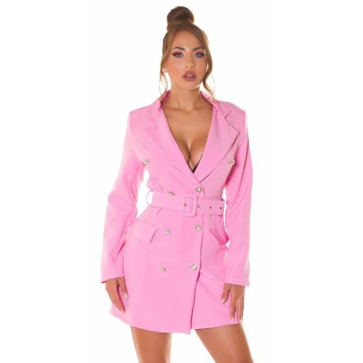 Vestido blazer rosa con cinturón [2]
