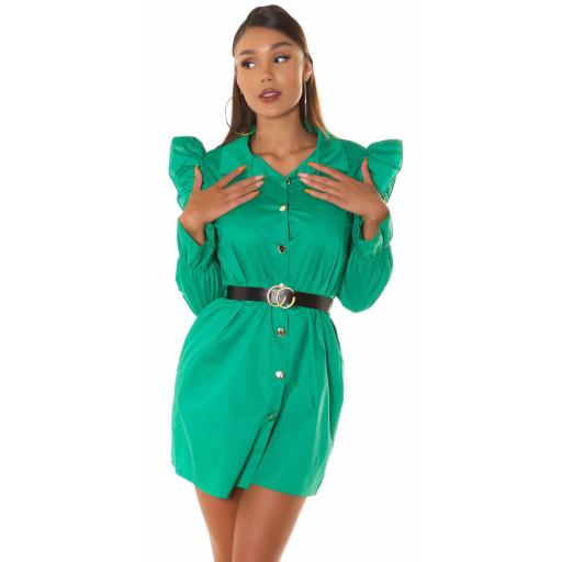 Vestido blusa con cinturón Verde [6]