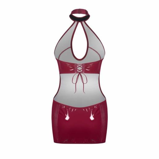 Vestido burdeos brillante cuello halter [4]