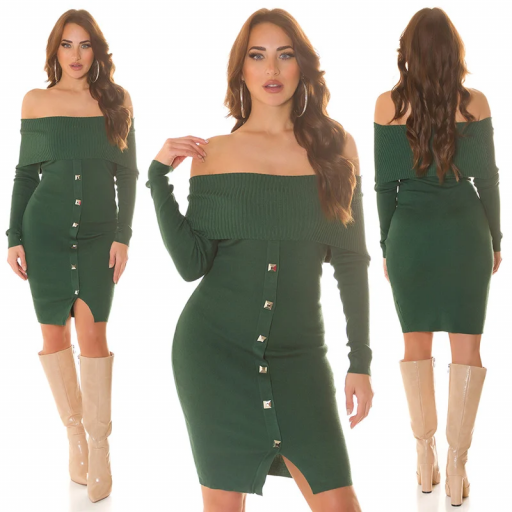 Vestido con hombros descubiertos verde [0]