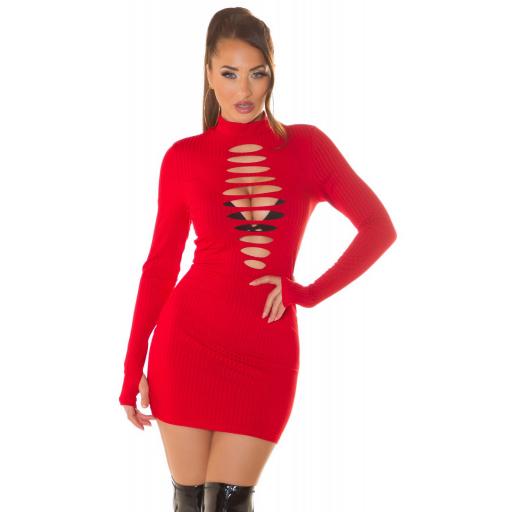 Mini vestido ajustado con aberturas rojo [1]