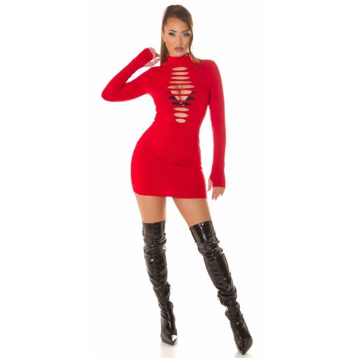 Mini vestido ajustado con aberturas rojo [6]