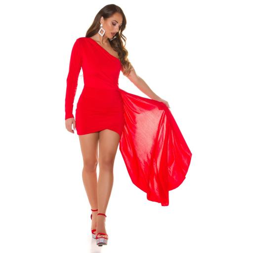 Vestido de fiesta rojo asimétrico [2]