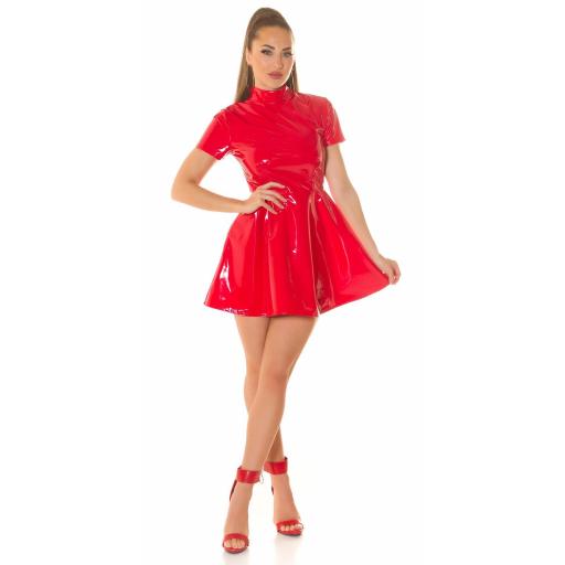 Vestido de látex rojo estilo patinadora [6]