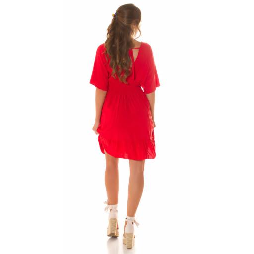 Vestido de verano cuello en V rojo [3]