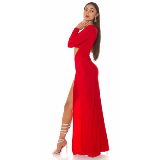 Vestido gala con Abertura XL rojo [1]
