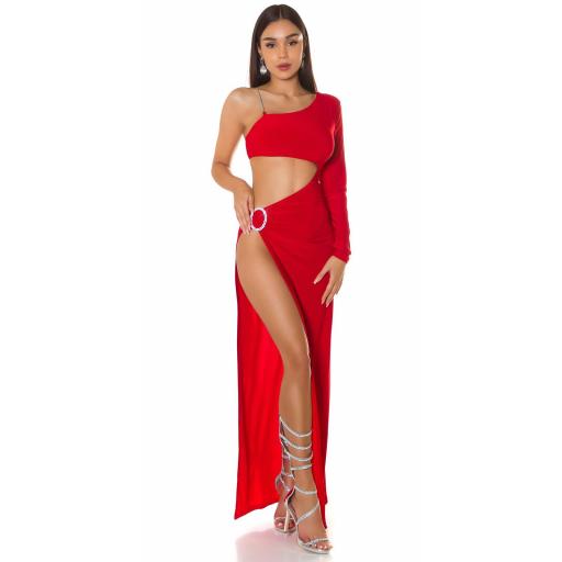 Vestido gala con Abertura XL rojo [4]