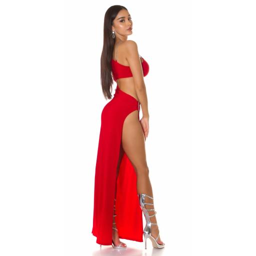 Vestido gala con Abertura XL rojo [3]