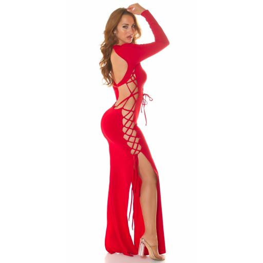 Maxivestido sexy aberturas rojo  [5]