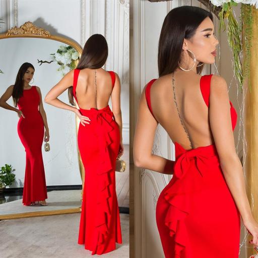 Vestido largo rojo elegante [7]
