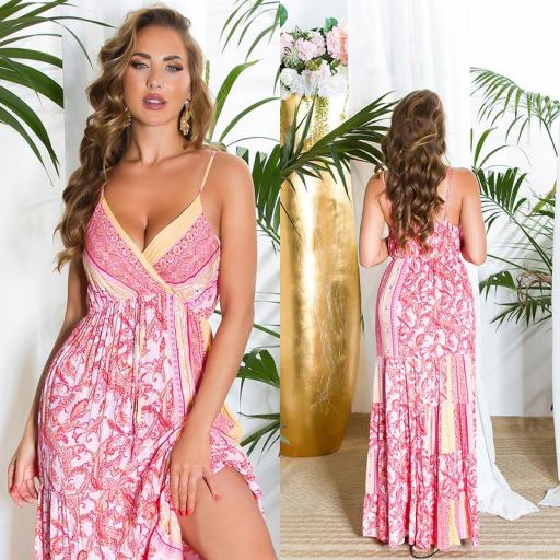 Vestido maxi de verano rosa [7]