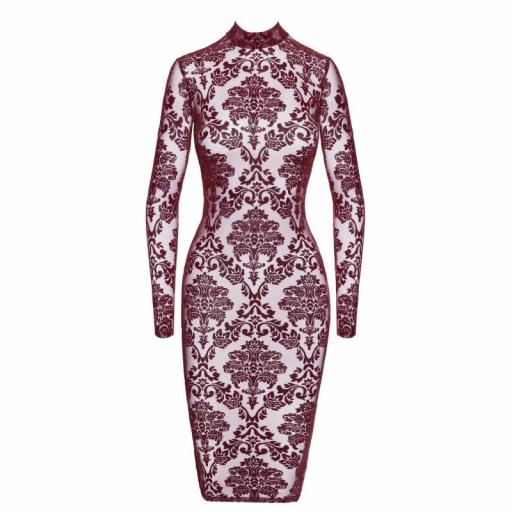 Vestido Midi de Tul Flocado Burdeos [6]