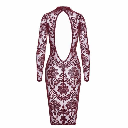 Vestido Midi de Tul Flocado Burdeos [7]