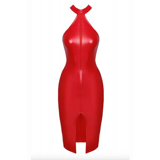 Vestido midi rojo con cuello halter [4]