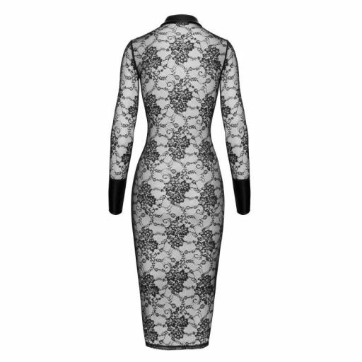 Vestido negro midi de Encaje con Botones [7]