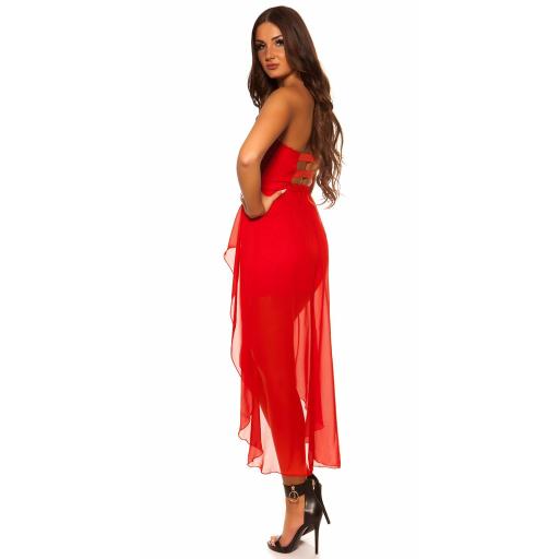 Vestido rojo semi largo glamoroso  [5]