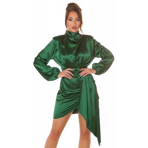 Vestido satinado chic color verde [5]
