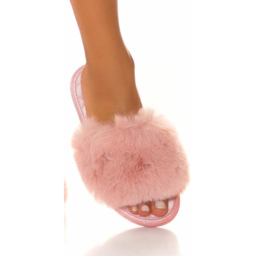 Zapatillas con pelo sintético en rosa [3]