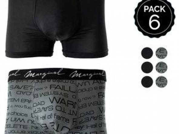 SET 6 BOXERS MARGINAL NEGRO+GRIS