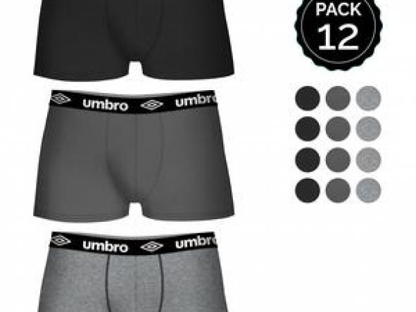 SET 12 BOXERS UMBRO NEGRO/ANTRACITA/GRIS [0]