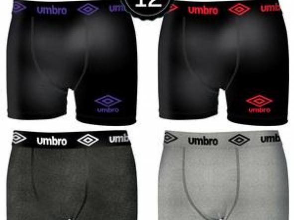 SET 12 BOXERS UMBRO NEGRO(MORADO)/NEGRO(ROJO)/GRIS OSCURO/GRIS CLARO