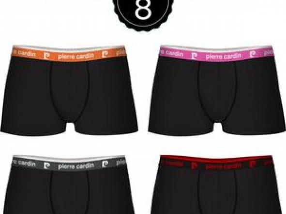 SET 8 BOXERS PIERRE CARDIN NEGROS CON CINTURA EN COLOR NARANJA/ROSA/GRIS/ROJO