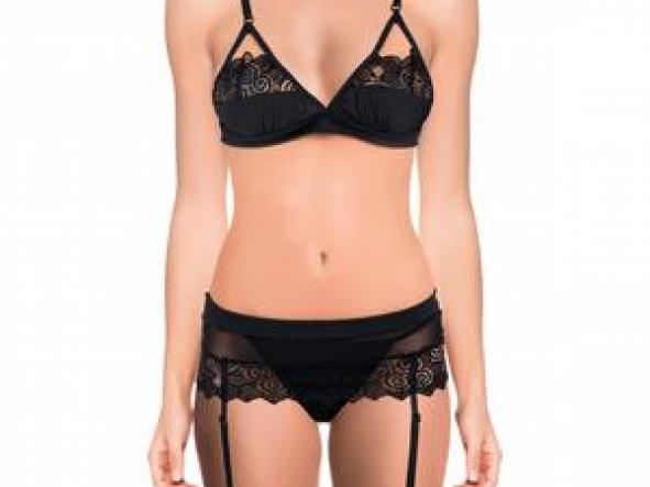 LINGERIE - CONJUNTO SEDUCTIVE NEGRO CON SORPRESA