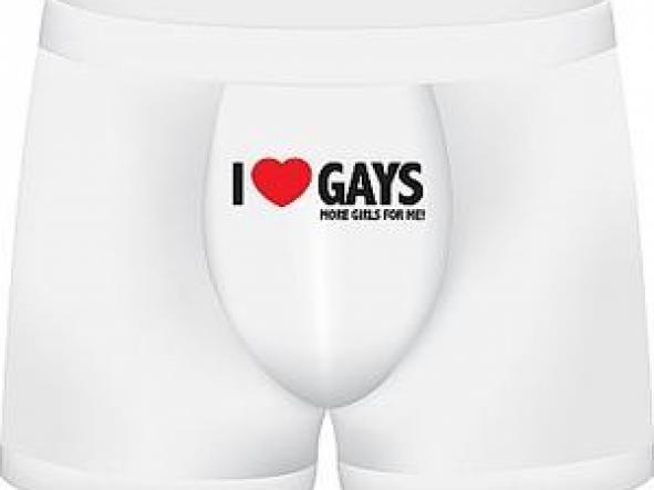 FUNNY BOXERS I LOVE GAYS MORE GIRLS FOR ME BLANCO