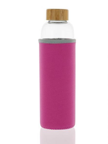 102-S Botella tapón madera + Funda Rosa (550ml) [0]