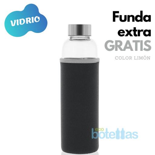 102-S Botella cristal Funda neopreno Negro (500ml)
