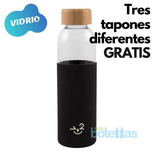 102-S Botella cristal Funda silicona Negra (500ml) [0]