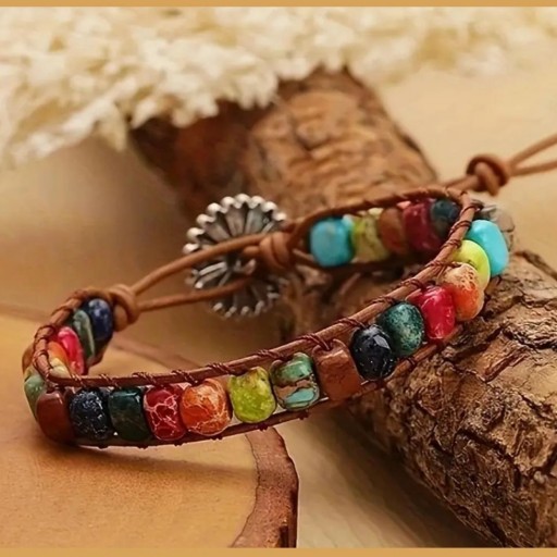 ​Pulsera Pequeña Cordón Marrón Chakras [1]