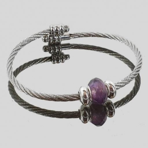 Brazalete Amatista, Plata y Acero [0]