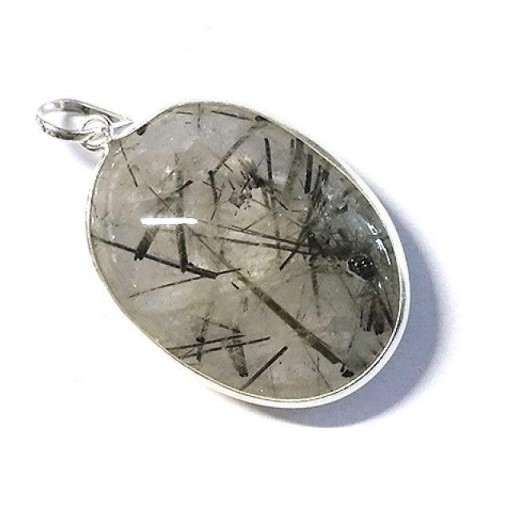 Colgante Óvalo Cuarzo Rutilado con Turmalina